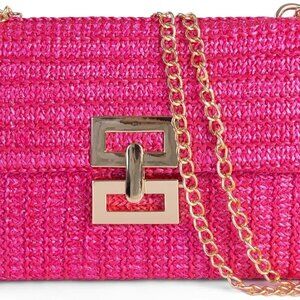 Straw Clutch Purses Women Summer Beach Handbags Boho Woven Envelope Wallet Fold